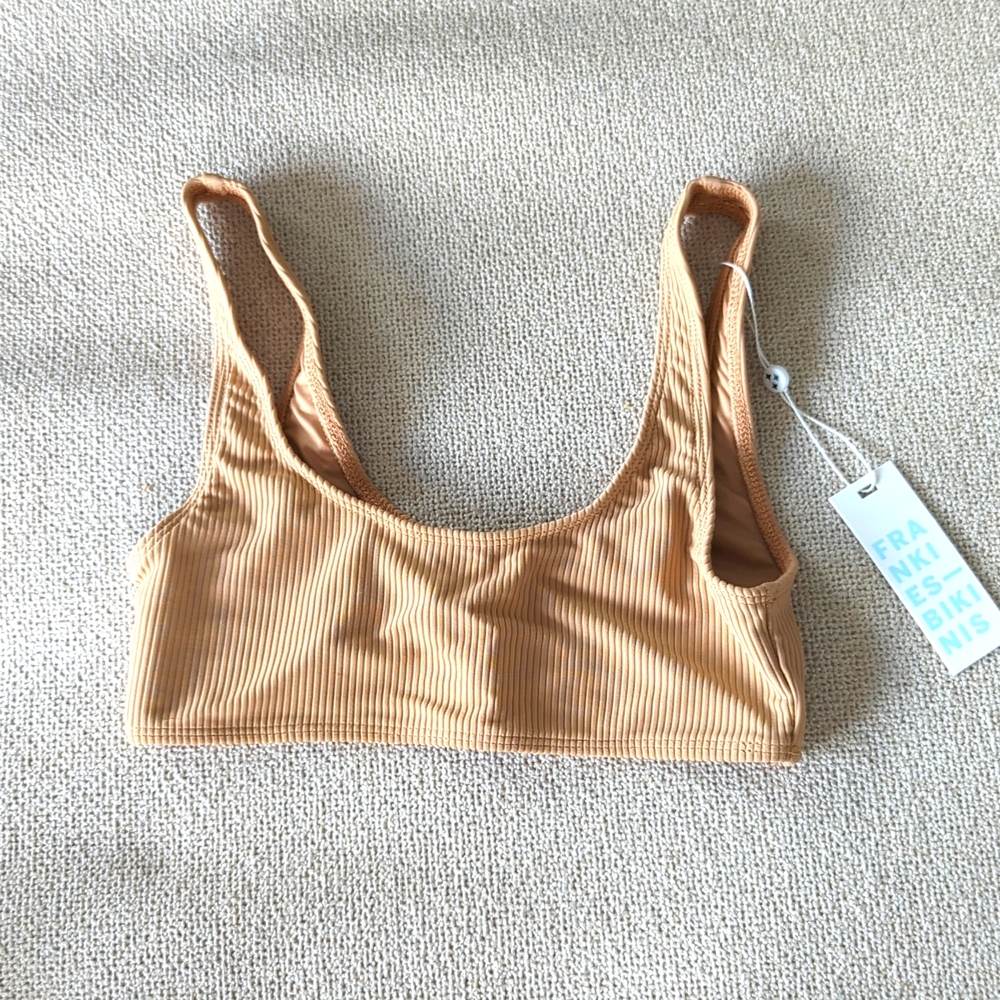 NWT Frankie's Bikinis Connor ribbed scoop bikini top in earth sz xs